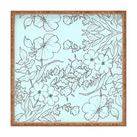 Jacqueline Maldonado Dotted Floral Scroll Mint Square Tray