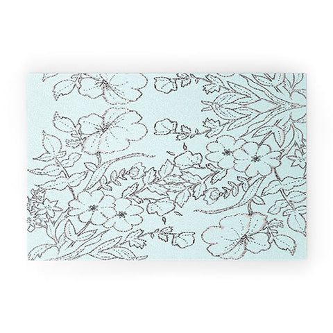 Jacqueline Maldonado Dotted Floral Scroll Mint Welcome Mat