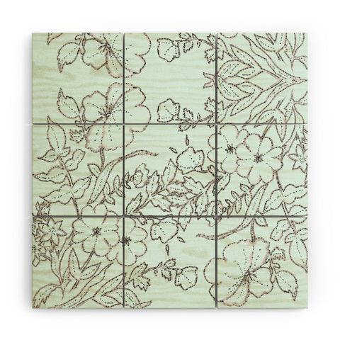 Jacqueline Maldonado Dotted Floral Scroll Mint Wood Wall Mural