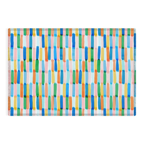 Jacqueline Maldonado Dreamy Watercolor Dashes Multi Outdoor Rug