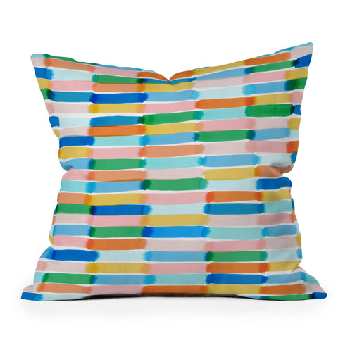 Jacqueline Maldonado Dreamy Watercolor Dashes Multi Outdoor Throw Pillow