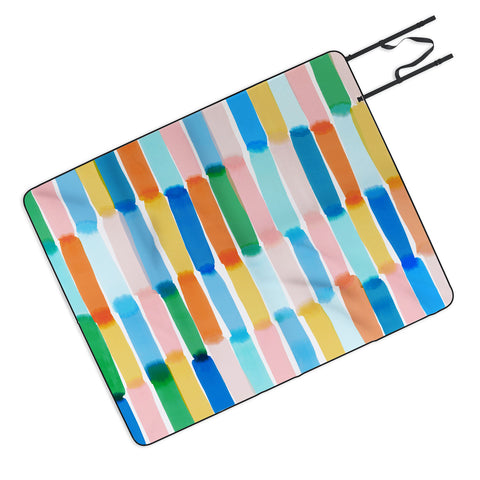 Jacqueline Maldonado Dreamy Watercolor Dashes Multi Picnic Blanket
