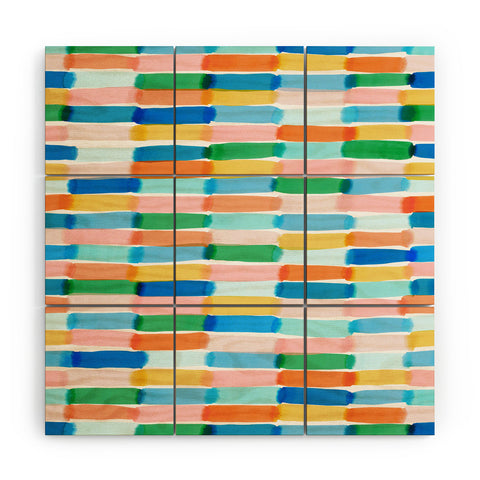 Jacqueline Maldonado Dreamy Watercolor Dashes Multi Wood Wall Mural