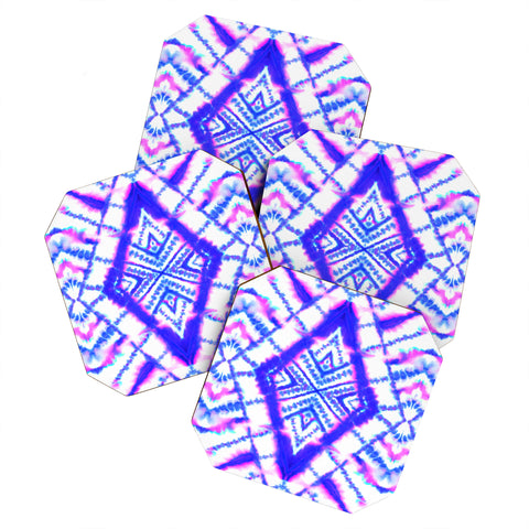 Jacqueline Maldonado Dye Diamond Iridescent Blue Coaster Set