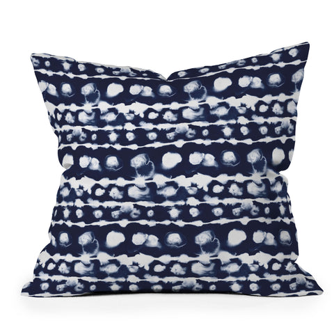 Jacqueline Maldonado Dye Dot Stripe Indigo Outdoor Throw Pillow