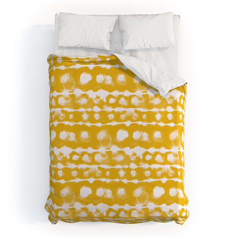 Jacqueline Maldonado Dye Dot Stripe Yellow Duvet Cover