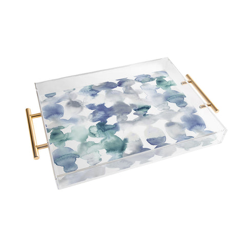Jacqueline Maldonado Dye Ovals Blue Green Acrylic Tray