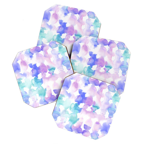 Jacqueline Maldonado Dye Ovals Pink Turquoise Coaster Set