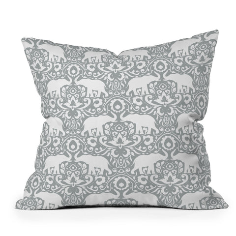 Jacqueline Maldonado Elephant Damask Paloma Outdoor Throw Pillow