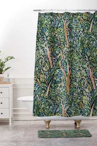 Jacqueline Maldonado Fauvist Trees Dark Shower Curtain And Mat