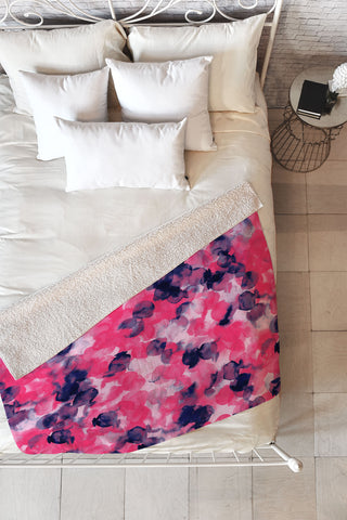 Jacqueline Maldonado Filigree Pink Indigo Fleece Throw Blanket