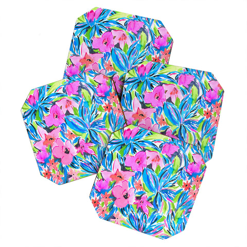 Jacqueline Maldonado Flaunting Floral Aqua Coaster Set