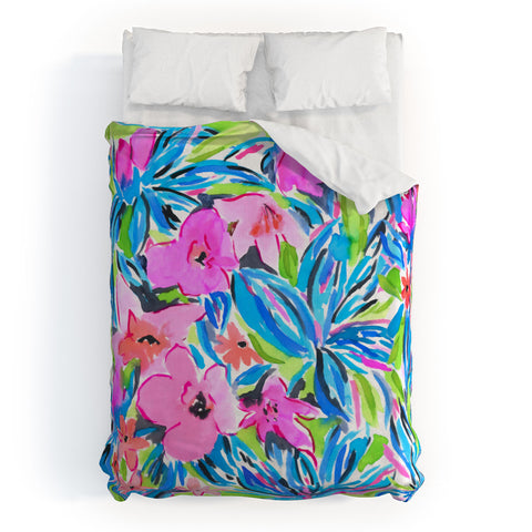 Jacqueline Maldonado Flaunting Floral Aqua Duvet Cover