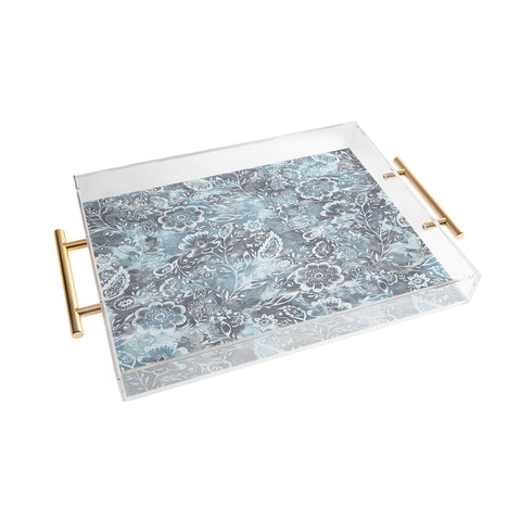 Jacqueline Maldonado Folk Floral Grey Acrylic Tray