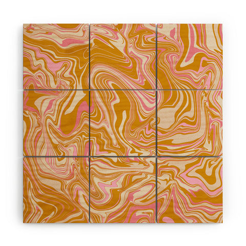 Jacqueline Maldonado Groovy Marble Pink Ochre Wood Wall Mural