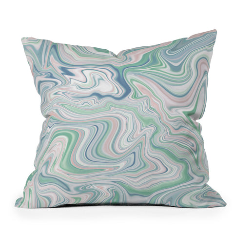 Jacqueline Maldonado Love Spell Marble Green Pink Outdoor Throw Pillow