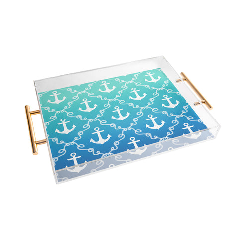 Jacqueline Maldonado Nautical Knots Ombre Blue Acrylic Tray