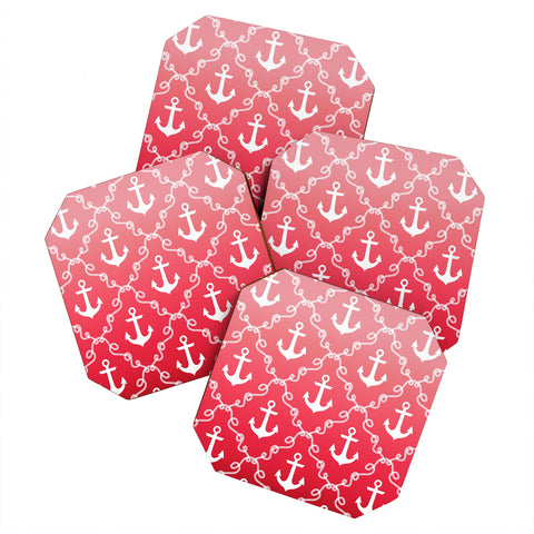 Jacqueline Maldonado Nautical Knots Ombre Red Coaster Set