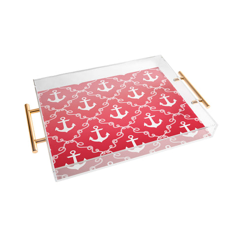 Jacqueline Maldonado Nautical Knots Ombre Red Acrylic Tray