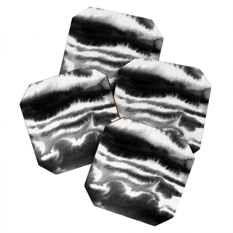 Jacqueline Maldonado Ombre Waves Black and White Coaster Set