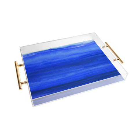 Jacqueline Maldonado Ombre Waves Blue Ocean Acrylic Tray
