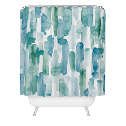 Jacqueline Maldonado Organic Dashes Blue Green Shower Curtain