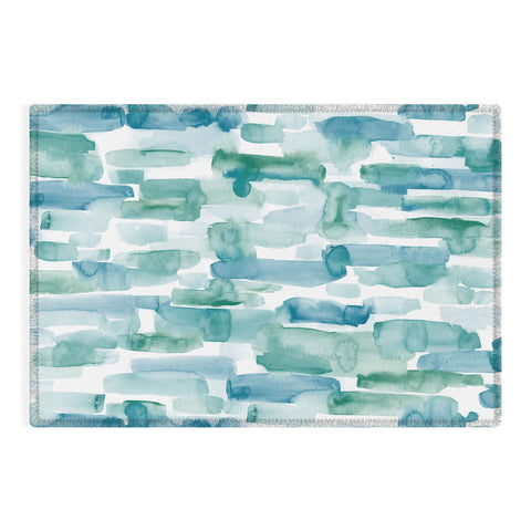 Jacqueline Maldonado Organic Dashes Blue Green Outdoor Rug