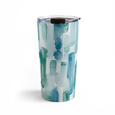 Jacqueline Maldonado Organic Dashes Blue Green Travel Mug