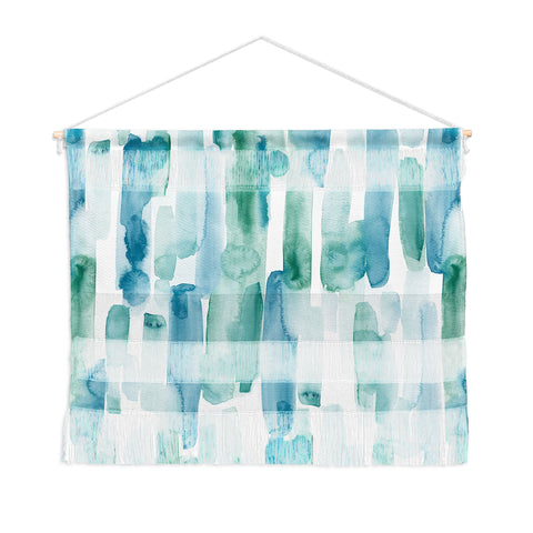 Jacqueline Maldonado Organic Dashes Blue Green Wall Hanging Landscape
