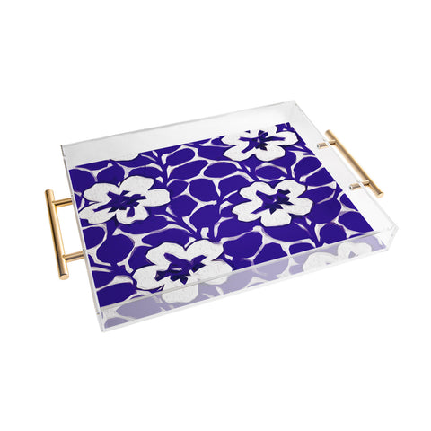 Jacqueline Maldonado Painted Floral Cobalt Acrylic Tray