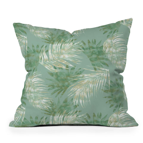 Jacqueline Maldonado Palms Overlay Green Outdoor Throw Pillow