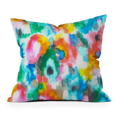 Jacqueline Maldonado Paradise Ikat Watercolor Outdoor Throw Pillow