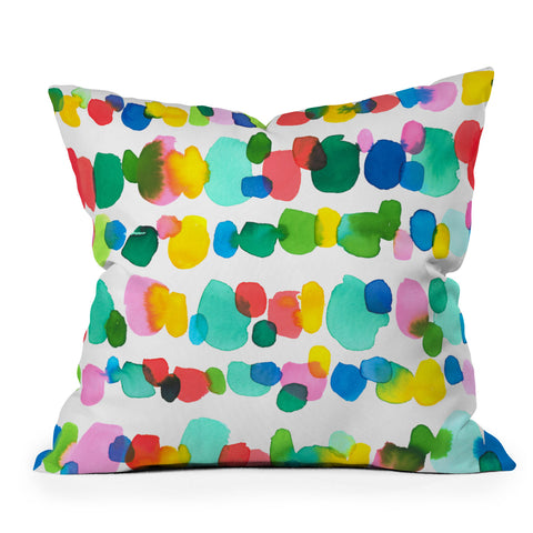 Jacqueline Maldonado Paradise Watercolor Dots Outdoor Throw Pillow