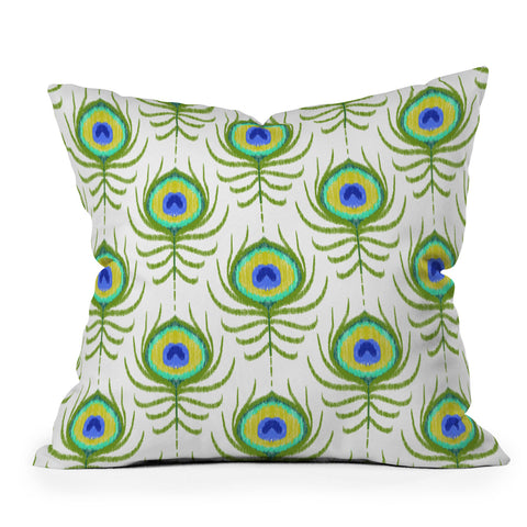 Jacqueline Maldonado Peacock Feather Ikat Outdoor Throw Pillow