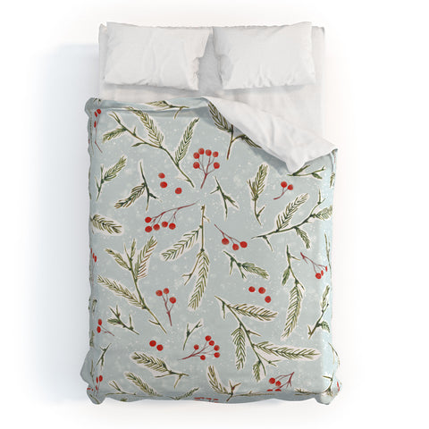 Jacqueline Maldonado Pine and Berries Cool Blue Duvet Cover