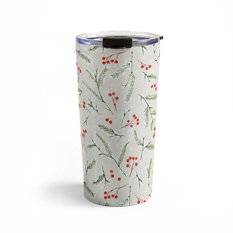 Jacqueline Maldonado Pine and Berries Neutral Travel Mug