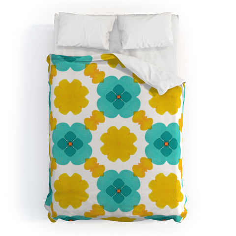 Jacqueline Maldonado Retro Watercolor Geo Duvet Cover