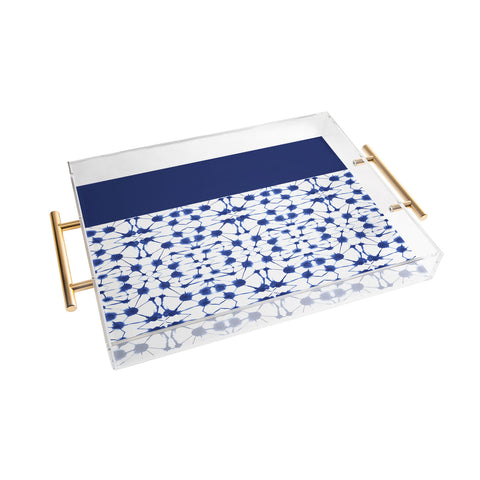 Jacqueline Maldonado Shibori Colorblock Blue Acrylic Tray