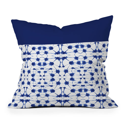 Jacqueline Maldonado Shibori Colorblock Blue Outdoor Throw Pillow