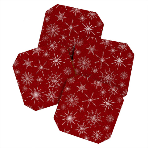 Jacqueline Maldonado Snowflakes Red Coaster Set
