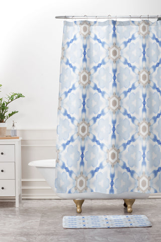Jacqueline Maldonado Soft Blue Dye Tessellation Shower Curtain And Mat