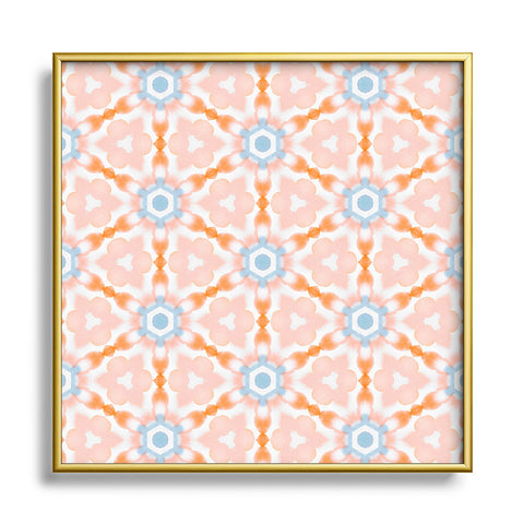 Jacqueline Maldonado Soft Orange Dye Tessellation Square Metal Framed Art Print