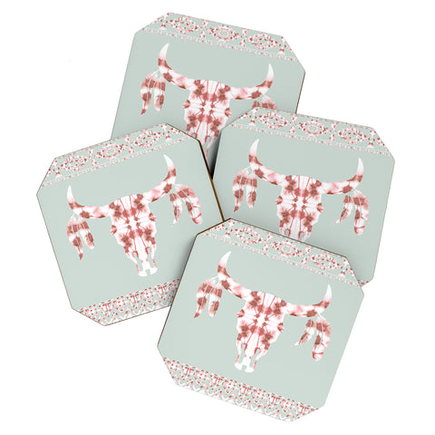 Jacqueline Maldonado Southwest Boho Dye Skull Coaster Set