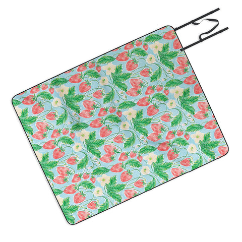 Jacqueline Maldonado Strawberries Watercolor Picnic Blanket