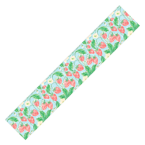 Jacqueline Maldonado Strawberries Watercolor Table Runner