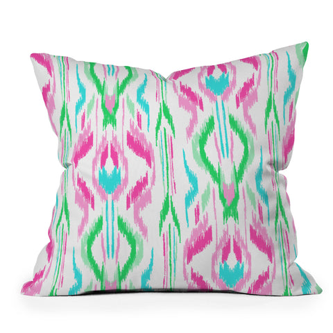 Jacqueline Maldonado Sun Dress Ikat Pink Outdoor Throw Pillow