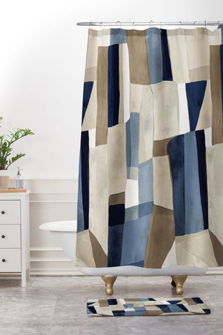 Jacqueline Maldonado Textural Abstract Geometric Shower Curtain And Mat