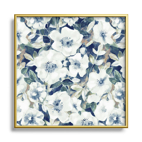 Jacqueline Maldonado Textural Botanical Watercolor Square Metal Framed Art Print