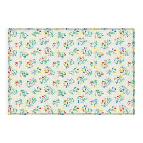 Jacqueline Maldonado Tulips and Lattice Natural Outdoor Rug