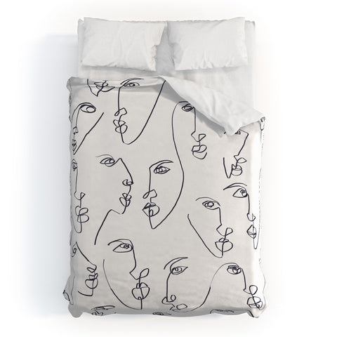 Jacqueline Maldonado Twin Flames Black and White Duvet Cover